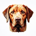 Low Polygonal Labrador Dog Art Design In Light Maroon And Light Amber