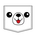 Dog head face silhouette icon Pocket print. T-shirt design. Contour line. Cute cartoon puppy character. Eyes, tongue. Kawaii anima