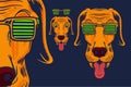 Dog head with glasses mascot vector illustration cartoon style Royalty Free Stock Photo