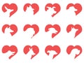 Dog head heart icons