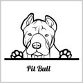 Dog head, Pit Bull breed, black and white illustration Royalty Free Stock Photo