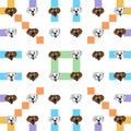 Dog Head and Pulls Out its Tongue Cute Illustration, Cartoon Funny Character, Pattern Wallpaper