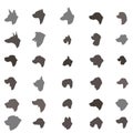 Dog head silhouette icon set Different dos breed Pet