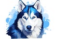 Dog head white illustration siberian drawing animal pet face husky wolf symbol