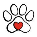 Dog heart love paw icon