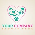 Dog in heart pink pet shop logo