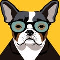 Intelectual hipster dog french bulldog Royalty Free Stock Photo