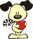 Dog holding heart