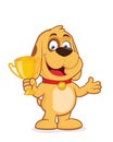 Dog holding a trophy cup Royalty Free Stock Photo