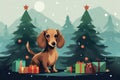 Dog holiday cute pet happy winter puppy red christmas celebration Royalty Free Stock Photo