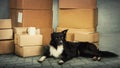 Dog home move Royalty Free Stock Photo