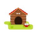 Dog House cartoon flat style. isolated on white background. Vector illustration Royalty Free Stock Photo