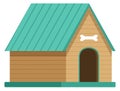 Dog house cartoon icon. Wooden doghouse building