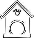 Dog house with paw print hand draw vector illustration Royalty Free Stock Photo