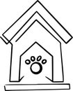 Dog house with paw print hand draw vector illustration Royalty Free Stock Photo