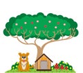 Dog and house under the tree Royalty Free Stock Photo