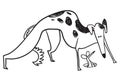 Dog hunting mouse in the hole. Cute doodle sketchy russian borzoi dog. Vector illustration