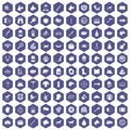 100 dog icons hexagon purple Royalty Free Stock Photo