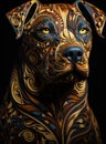 A dog with intricate designs on its face, AI