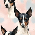 Japanese Terrier watercolor pattern. AI Generated