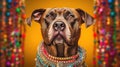 dog in jewelry on a colored background Generative AI Royalty Free Stock Photo