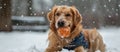 Dog Playing in Snow With Ball