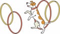 Dog jumping through hoop, showcasing agility and playful training, vector design Generative AI Royalty Free Stock Photo