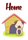 Dog kawaii cartoon cute, illustration, home, hand drawn isolated on white background