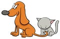 Dog and kitten characters cartoon illustration