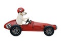 Dog labrador drives retro red sports car Royalty Free Stock Photo