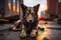 a dog laying on the ground Royalty Free Stock Photo