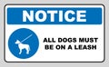 Dog on leash area icon. Dogs allowed sign. illustration isolated on white. Blue mandatory symbol with white pictogram