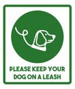 Dog on a leash sign