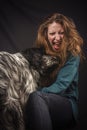 Dog licks his owner's face Royalty Free Stock Photo