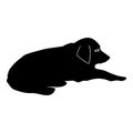 Dog lie on street Pet lying on ground Relaxed doggy icon black color illustration