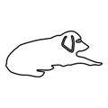 Dog lie on street Pet lying on ground Relaxed doggy icon black color illustration outline