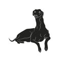 Dog lies, silhouette, vector