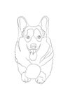 Dog lies, lines, vector,