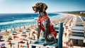 Dog Lifeguard on Beach Duty Royalty Free Stock Photo
