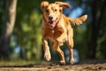 dog limping, with focus on the hind leg