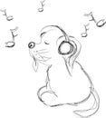 Dog listening music Royalty Free Stock Photo