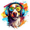 Dog listening music cool Royalty Free Stock Photo