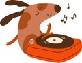 Dog Listening Music On Record Player Royalty Free Stock Photo