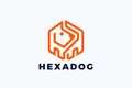 Dog Logo abstract Hexagon Shape design vector template Outline Linear style. Home Pets Veterinary Clinic Royalty Free Stock Photo