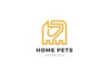 Dog Logo abstract Square Shape design vector template Outline Linear style. Home Pets Veterinary Clinic