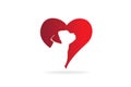 Dog icon logo red love heart