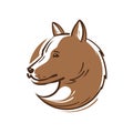 Dog logo or icon. Animal, pet, puppy, wolf emblem. Vector illustration Royalty Free Stock Photo