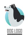 Dog Logo Vector Husky or Alaskan Malamute Isolated