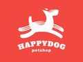 Dog logo - vector illustration, emblem on red background