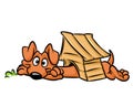 Dog long booth dachshund cartoon illustration